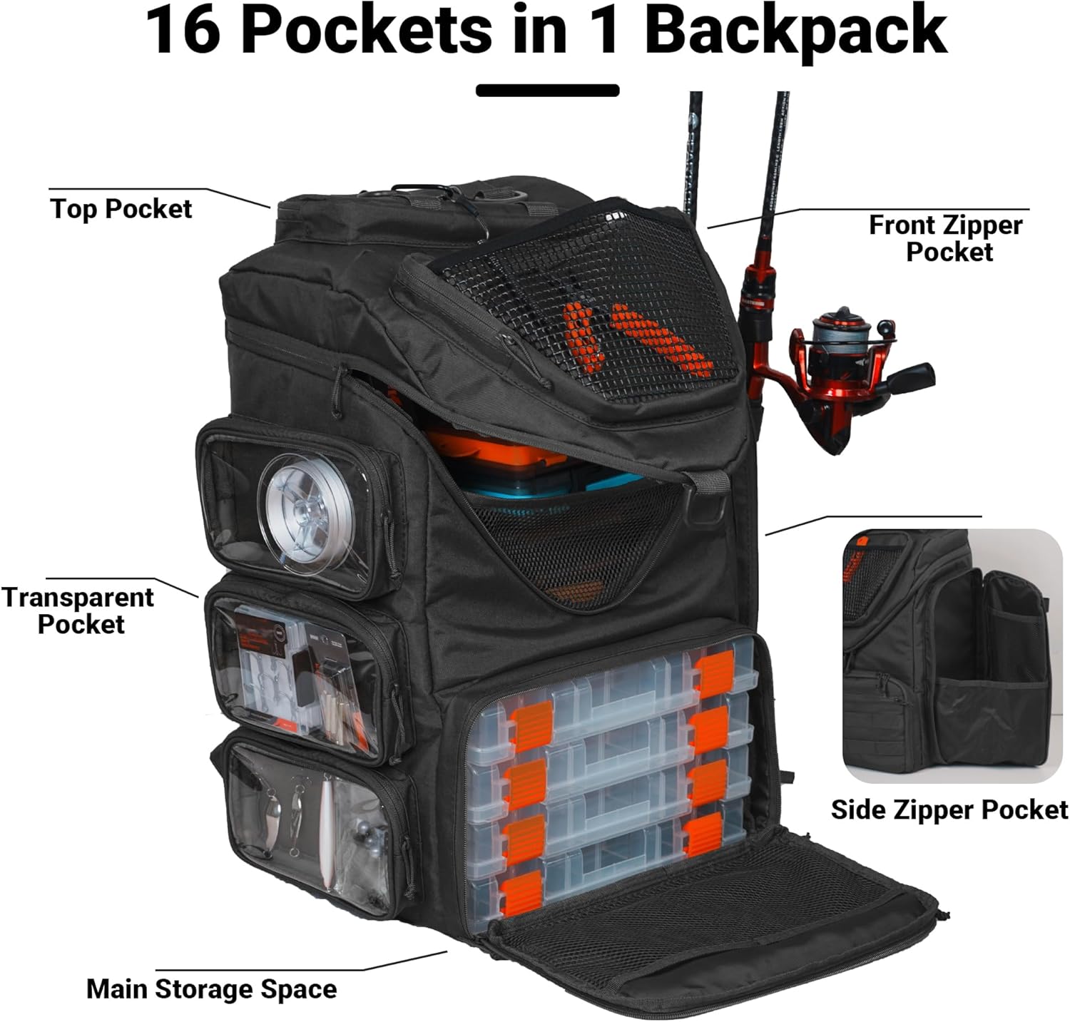 40L Fishing Backpack Tackle Bo - Fishing Kayak Crate 评论和价格
