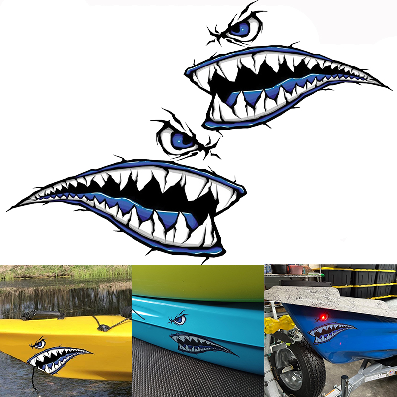 2PCS Shark Teeth Mouth Boat St - Fishing Kayak Sit On Top 评论和价格
