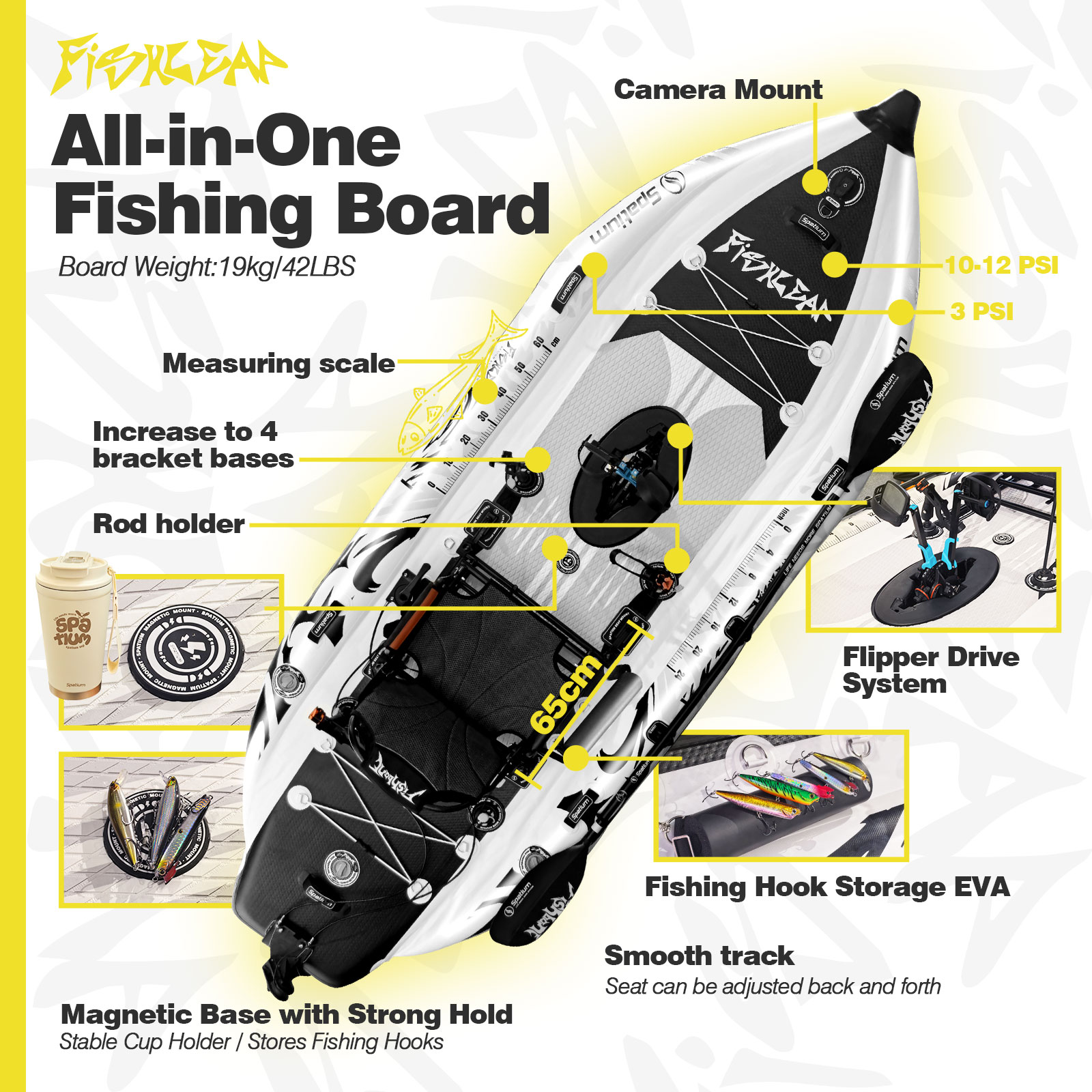 Spatium 11.5ft Flipper Pedal D - Fishing Kayak Seat 评论和价格
